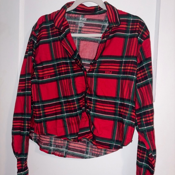 PINK Victoria's Secret Other - PINK Victoria's Secret Red and Green Plaid Shirt